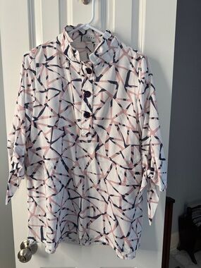Terra Pale Pink & Navy Geometric tunic
